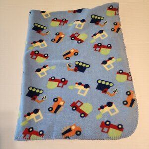 Circo baby blanket blue fleece construction trucks